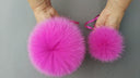Pink Fur Pompom For Hat, Pink Large Pompom, Detachable Berry Pompom, DIY Fur, Hat Fur Ball, Fox Fur Pompom For Hat, Fluffy Bommel