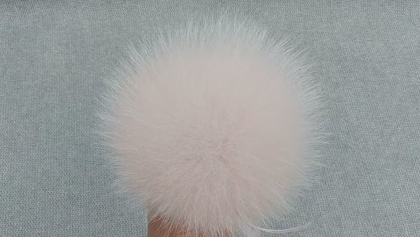 Pink fur pom pom for hat, Fox fur pom pom for beanie, Fluffy pompom, Powder pink fur pompom, Fox fur bommel, Large pom pom, Real fur pompom