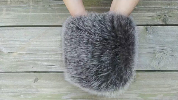 Oversized Fur Beanie, Fluffy Fox Fur Hat, Gray Real Fur Hat Women, Fur Winter Hat, Fuzzy Ladies Hats, Fur Accessories, Wife Birthday Gift