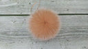 Beige Real Fur Pompom, Fluffy Pom Pom for Hat, Furry Ball with Ribbon, Fox Fur Pompom, Fuzzy Bommel, Puff Bobble, Teen Girl Hat Decoration