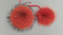 Raccoon Fur Pom Pom with Snap, Real Fur Racoon Pompom, Fluffy Orange Pompon for Hat, Red Fuzzy Bommel, Detachable Pompoms for Hat Decoration