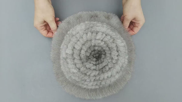 Mink Hat Women, Real Fur Knitted Hat with Fox Fur Trim, Fluffy Bucket Hat, Winter Womens Hat, Soft Winter Headwear for Her, Fuzzy Mink Hat