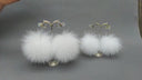 Real Fur Pom Pom Dangle Earrings, Bridesmaid Jewelry, Fuzzy Ball Earrings, Winter Wedding Accessories, Bridesmaid Earrings, Boho Jewelry