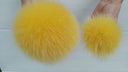 Fur yellow pompom for hat, Mustard detachable pom pom with ribbon, DIY pom pons, Gifts for her, Fluffy ball for baby hat, Fur bommel