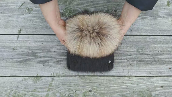Ladies Mink Fur Hat, Fluffy Hat with Pom Pom, Mink Hat Women, Raccoon Fur Pompom Hat, Real Mink Beanie Woman, Winter Fuzzy Hat, Gift For Her