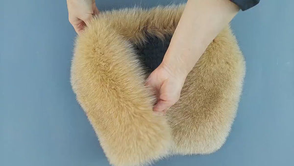 Beige Fox Fur Collar, Furry Scarf Wrap, Warm Winter Collar, Detachable Collar For Her, Furry Accessories, Real Fox Fur Collar, Gift For Mom