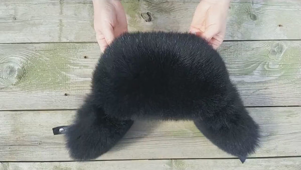 Black Fur Trapper Hat, Men Real Fur Hat, Black Aviator Hat, Earflap Hat Men, Fox Fur Bomber Hat, Black Ushanka, Furry Hat Gift For Boyfriend