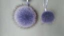 Lavender Real Fur Pompom for Hat, Light Purple Furry Bommel, Fox Fur Lilac Pompons, Fluffy Pom Poms with Ribbons, Fuzzy Balls for Crafts