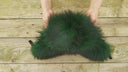 Emerald Green Raccoon Fur Trapper Hat for Men, Real Black Leather Aviator Hat, Oversized Ushanka, Dark Green Aviator Hat, Gift for Husband