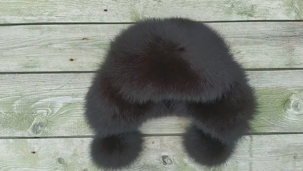 Dark Brown Arctic Fox Fur Hat, Soft Fluffy Winter Hat, Fur Ushanka, Warm Bomber Hat for Women, Fur Aviator Hat, Birthday Gift for Girlfriend