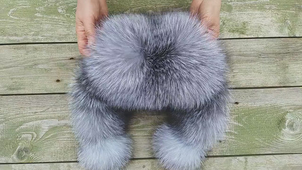 Women's Trapper Hat, Hat with Ear Flaps, Furry Winter Hat for Women, Luxury Real Fox Fur Headwear, Silver Ushanka, Birthday Gift for Wife