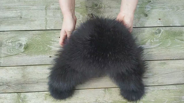 Dark Gray Furry Ushanka Hat, Real Fur Trapper Hat with Ear Flaps, Winter Women Hat, Real & Fur Leather Trapper Hat, Christmas Gift For Wife