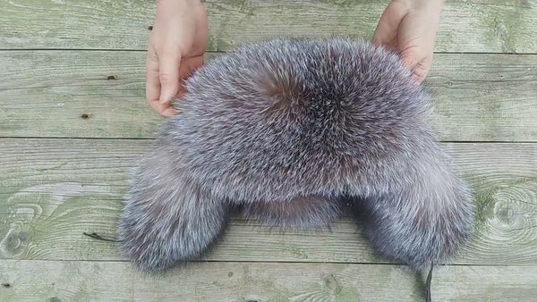 Men's Real Fox Fur Hat, Winter Trapper Hat with Ear Flaps, Warm Thick Handmade Headwear, Cold Weather Outdoor Hat, Father's Day Gift Idea